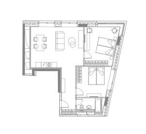 Планировка 2-комнатной квартиры в YE’S Ботаника