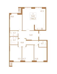 Планировка 4-комнатной квартиры в Городские резиденции Spires - тип 4