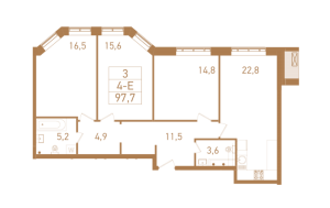 Планировка 4-комнатной квартиры в Городские резиденции Spires - тип 1