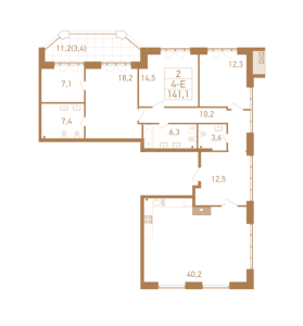 Планировка 4-комнатной квартиры в Городские резиденции Spires - тип 3