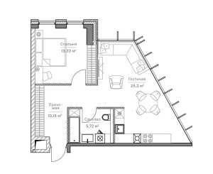 Планировка 2-комнатной квартиры в Mitte