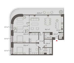 Планировка 2-комнатной квартиры в Magnum
