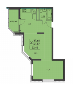 Планировка 2-комнатной квартиры в Квартал 3