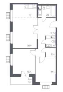 Планировка 3-комнатной квартиры в Алхимово