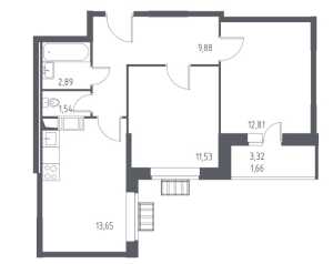 Планировка 2-комнатной квартиры в Алхимово