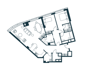 Планировка двухкомнатной квартиры в Aquatoria