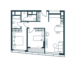 Планировка 2-комнатной квартиры в Aquatoria