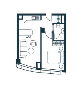 Планировка 1-комнатной квартиры в Aquatoria