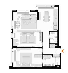 Планировка 2-комнатной квартиры в Поклонная 9