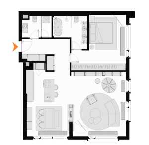Планировка двухкомнатной квартиры в Поклонная 9
