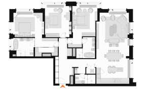 Планировка 4-комнатной квартиры в Поклонная 9 - тип 1