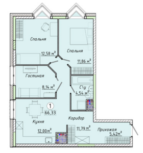 Планировка 3-комнатной квартиры в Новое Лыткарино