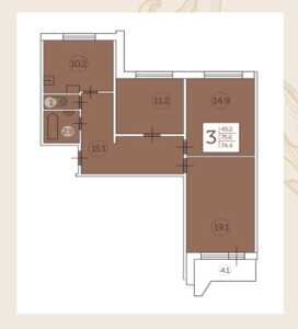 Планировка 3-комнатной квартиры в Грильяж