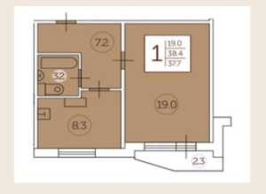 Планировка 1-комнатной квартиры в Грильяж