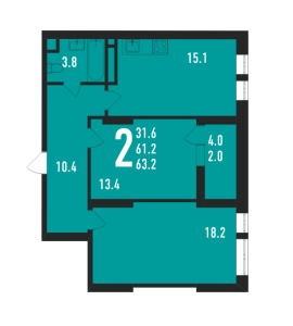 Планировка 2-комнатной квартиры в Ивантеевка 2020