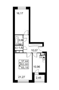 Планировка 2-комнатной квартиры в Речной