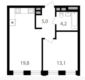 Планировка 1-комнатной квартиры в Семеновский парк 2