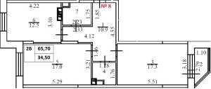 Планировка 2-комнатной квартиры в Аврора