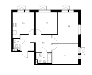 Планировка 3-комнатной квартиры в Жулебино парк