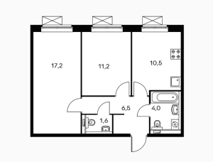 Планировка 2-комнатной квартиры в Люберцы парк