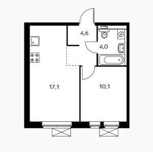 Планировка 1-комнатной квартиры в Люберцы парк