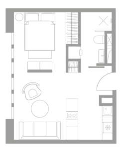 Планировка студии в Tatlin Apartments - тип 1