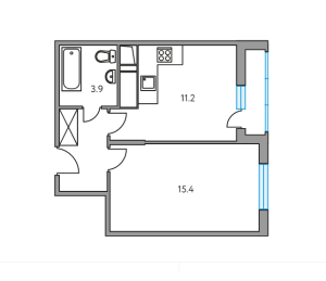 Планировка 1-комнатной квартиры в Инновация