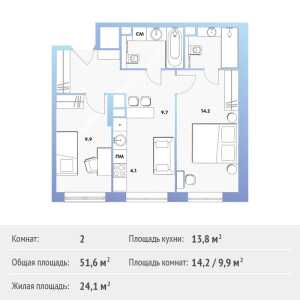 Планировка 2-комнатной квартиры в balance