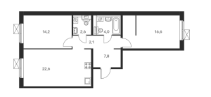 Планировка 2-комнатной квартиры в Люблинский парк
