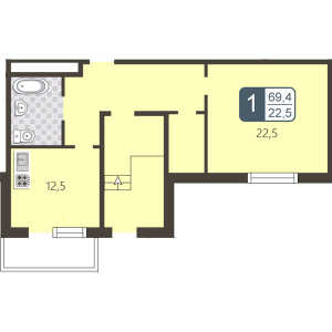Планировка 1-комнатной квартиры в Мой адрес в Медведково - 2