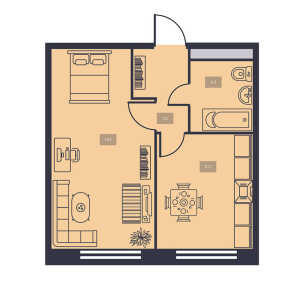 Планировка 1-комнатной квартиры в Талисман на Водном