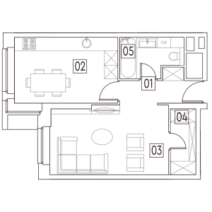 Планировка 1-комнатной квартиры в MainStreet