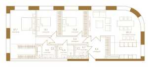 Планировка 3-комнатной квартиры в Композиция №24