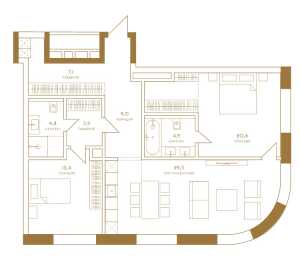Планировка 2-комнатной квартиры в Композиция №24