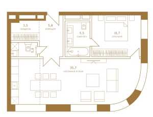 Планировка 1-комнатной квартиры в Композиция №24