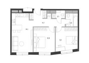 Планировка 2-комнатной квартиры в Дом Chkalov