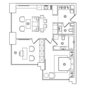 Планировка 2-комнатной квартиры в Red7