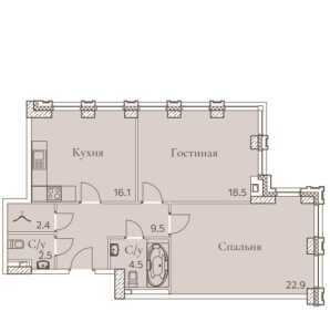 Планировка 2-комнатной квартиры в Full House