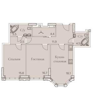 Планировка двухкомнатной квартиры в Full House