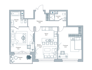 Планировка 2-комнатной квартиры в Дом на Тишинке