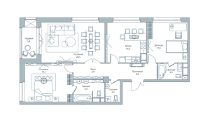Планировка 3-комнатной квартиры в Дом на Тишинке