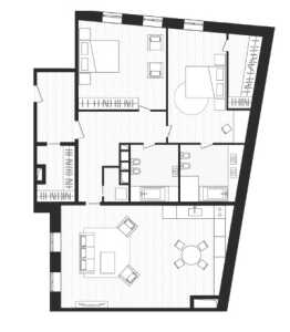 Планировка 2-комнатной квартиры в Artisan
