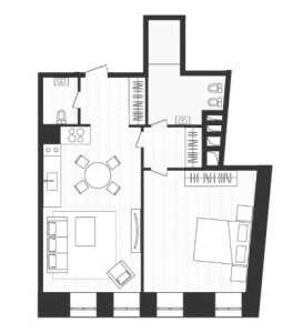 Планировка 1-комнатной квартиры в Artisan