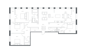 Планировка 4-комнатной квартиры в White Khamovniki - тип 1