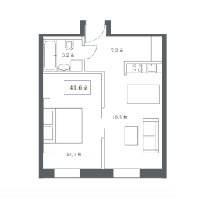 Планировка 1-комнатной квартиры в White Khamovniki
