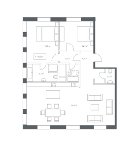 Планировка 2-комнатной квартиры в White Khamovniki