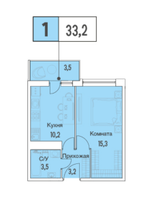 Планировка 1-комнатной квартиры в Аквилон Park
