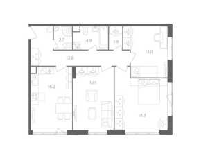 Планировка 3-комнатной квартиры в Nagatino i-Land