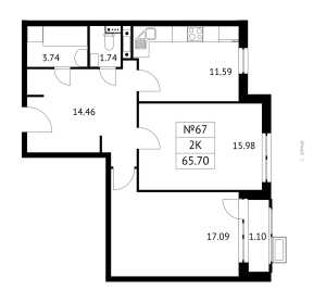 Планировка 2-комнатной квартиры в Дом на Барвихинской