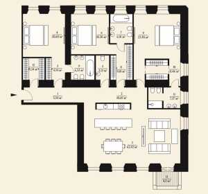 Планировка 4-комнатной квартиры в Дом с Атлантами - тип 1